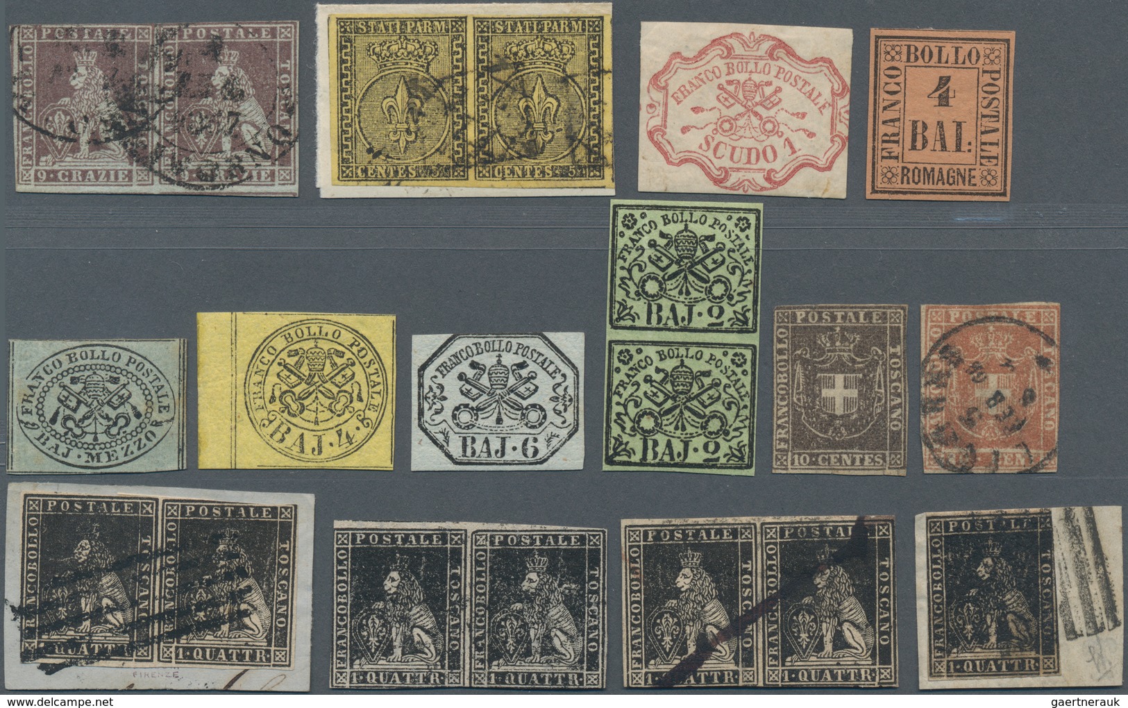 Altitalien: 1851-1862, Huge Stock Of Mint And Used Stamps Including Papal State 1 Scudo Mint Hinged - Collections