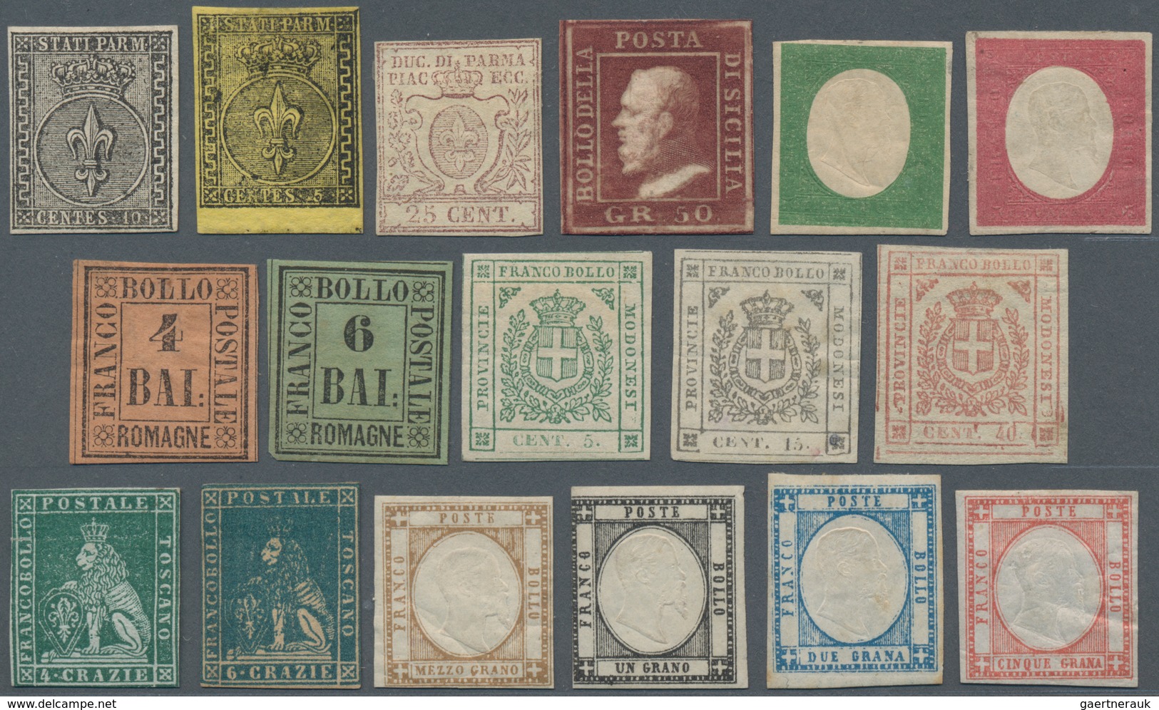 Altitalien: 1852-1862, Small Assembling Of Mint And Rare Stamps Including Sicily Sass.#14 Signed E.D - Colecciones