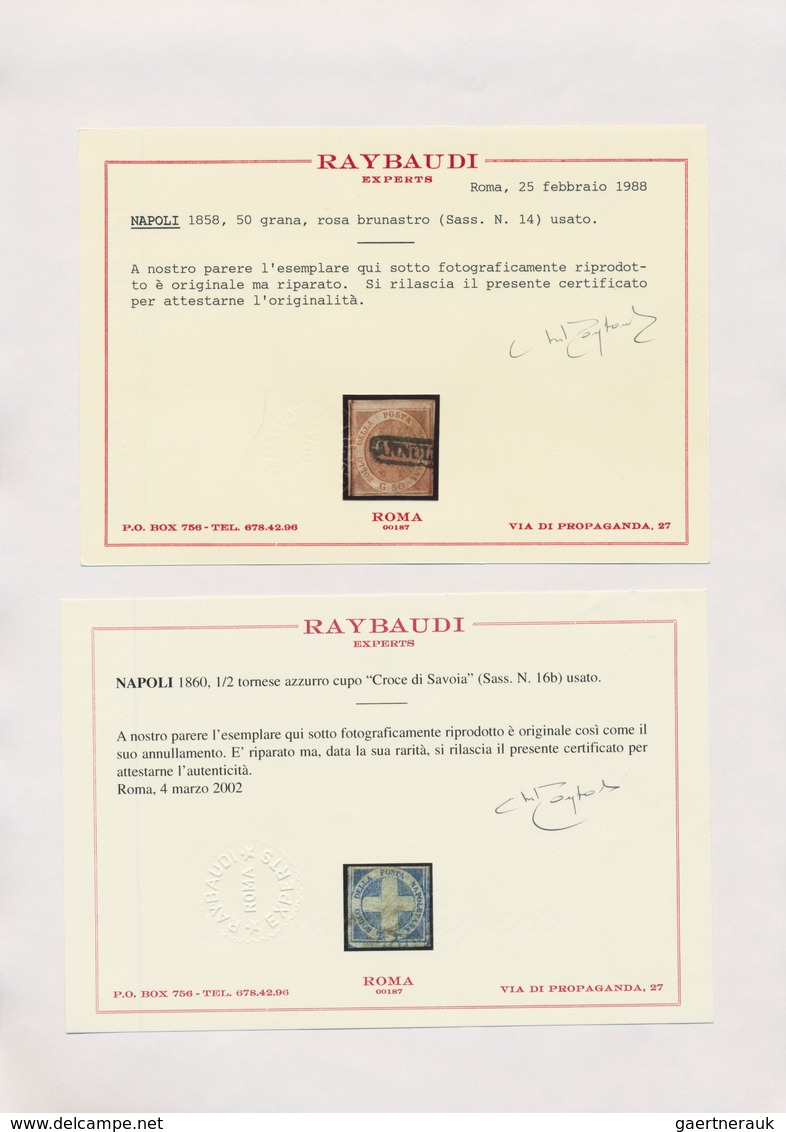 Italien - Altitalienische Staaten: Neapel: 1858/1860, Used Collection Of 36 Stamps On Written Up Alb - Napels