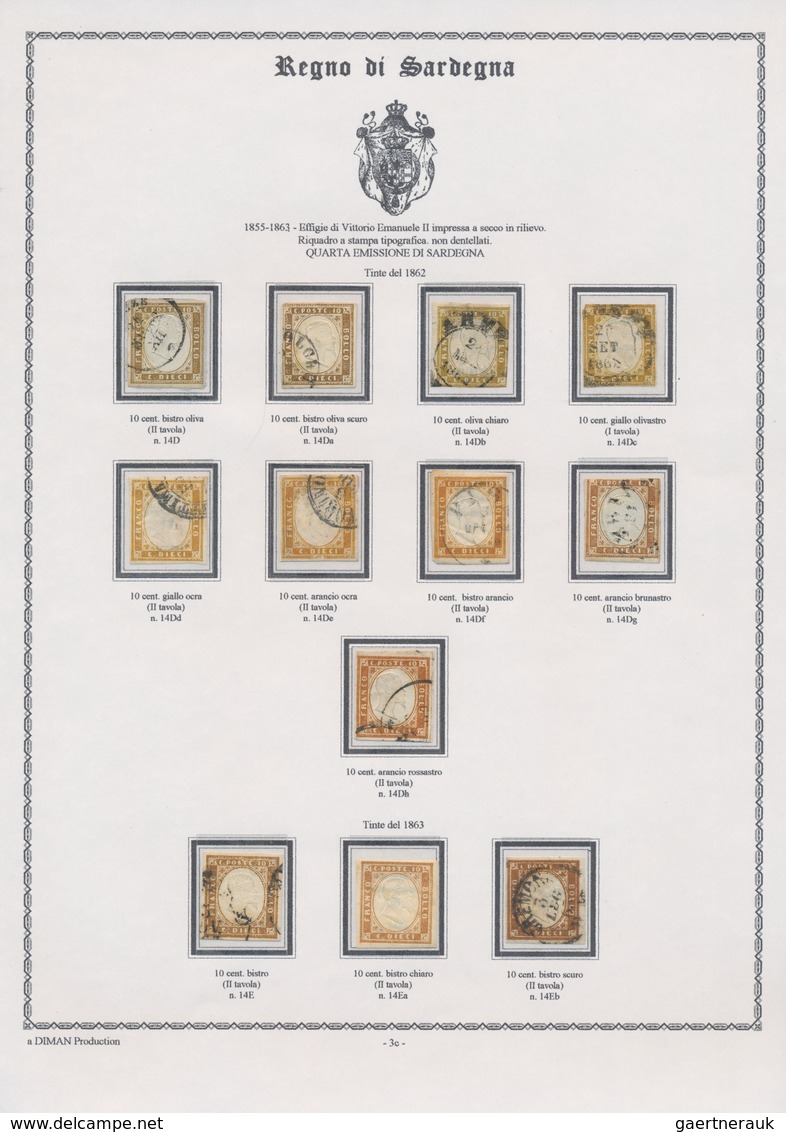 Italien - Altitalienische Staaten: Sardinien: 1851/1863, Mainly Used Collection Of 179 Stamps On Wri - Sardinien