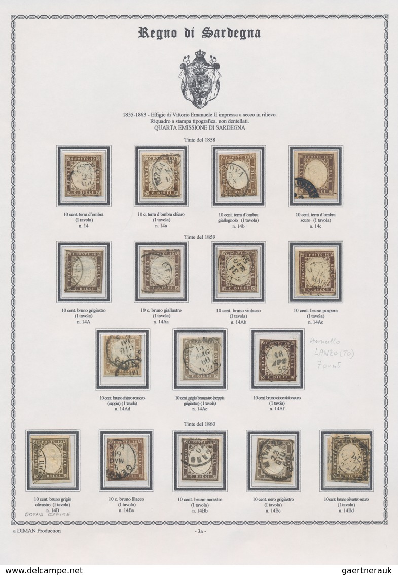 Italien - Altitalienische Staaten: Sardinien: 1851/1863, mainly used collection of 179 stamps on wri