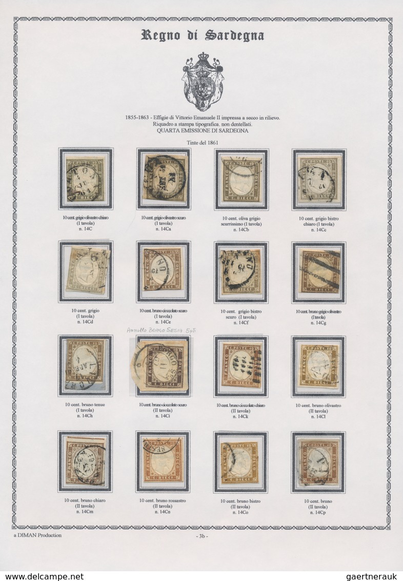 Italien - Altitalienische Staaten: Sardinien: 1851/1863, mainly used collection of 179 stamps on wri