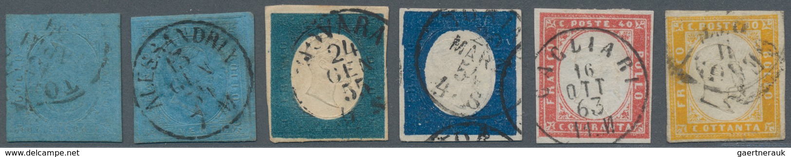 Italien - Altitalienische Staaten: Sardinien: 1851-63, Sardinia Two 20 C. Blue Fine Used Sass.5 (one - Sardaigne