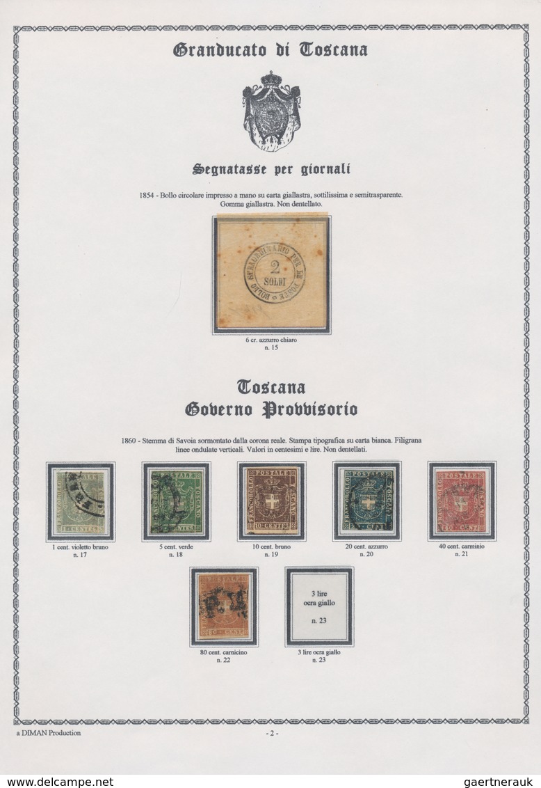 Italien - Altitalienische Staaten: Toscana: 1851/1860, Used Collection Of 22 Stamps On Written Up Al - Toscane