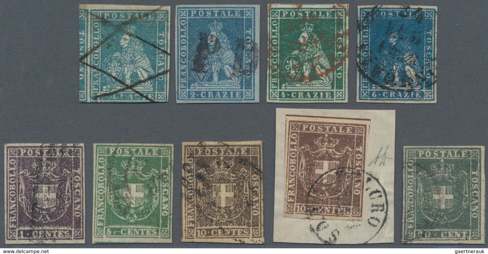 Italien - Altitalienische Staaten: Toscana: 1851/1860: Small Lot Of Used Tuscany Stamps, Mixed Condi - Toscana