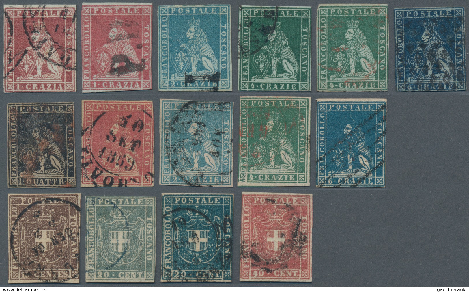 Italien - Altitalienische Staaten: Toscana: 1851-60, Small Tuscany Collection Containing 15 Fine Use - Tuscany