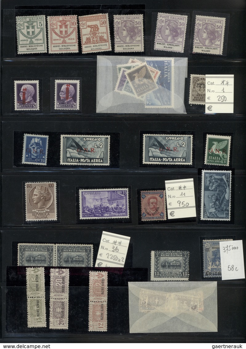 Italien: 1850/1960 (ca.), Italy/area, Mainly Mint Accumulation/stock In A Binder, Well Sorted From S - Collections