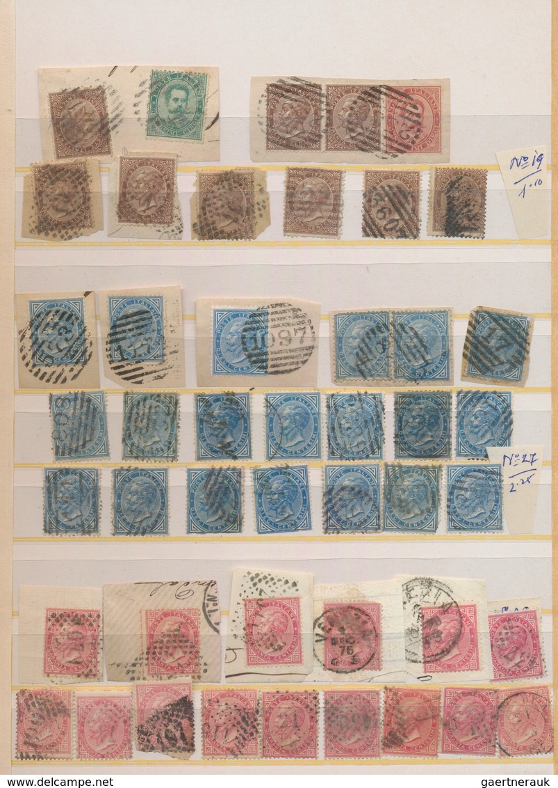 Italien: 1863/1900 (ca.), specialised collection/accumulation of apprx. 2.400 stamps in three stockb