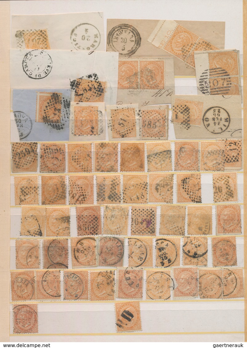 Italien: 1863/1900 (ca.), specialised collection/accumulation of apprx. 2.400 stamps in three stockb
