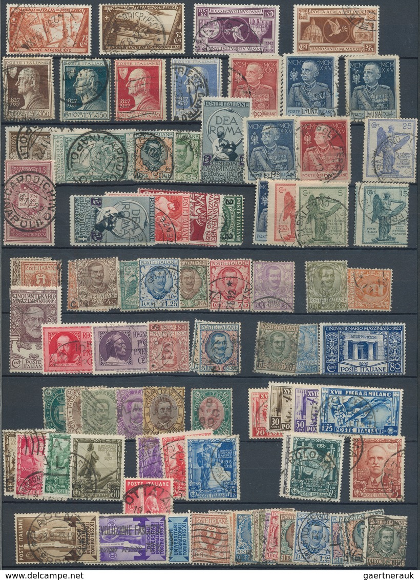 Italien: 1889/1938, Used Assortment Of Apparently Only Complete Issues Incl. Better Sets Like Sass. - Verzamelingen