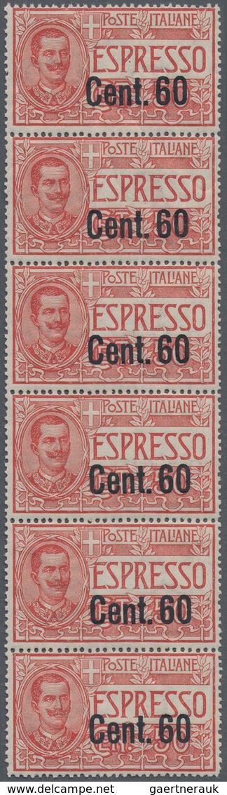 Italien: 1922, Victor Emanuel III. EXPRESS Stamp 50c. Brownish Rose Surch. 'Cent. 60' In A Lot With - Collections