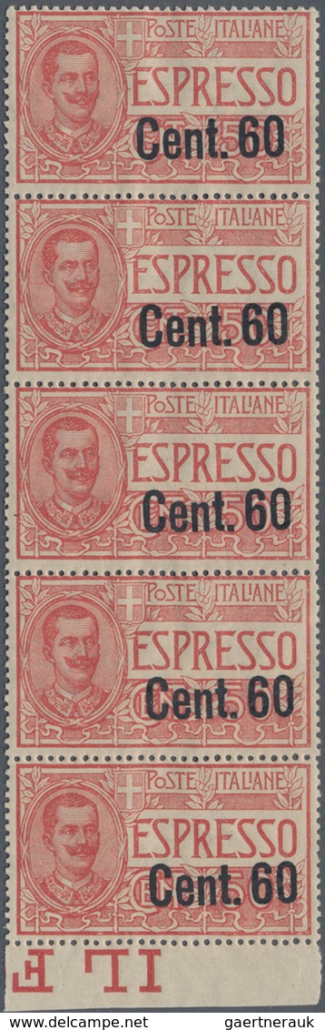 Italien: 1922, Victor Emanuel III. EXPRESS Stamp 50c. Brownish Rose Surch. 'Cent. 60' In A Lot With - Verzamelingen