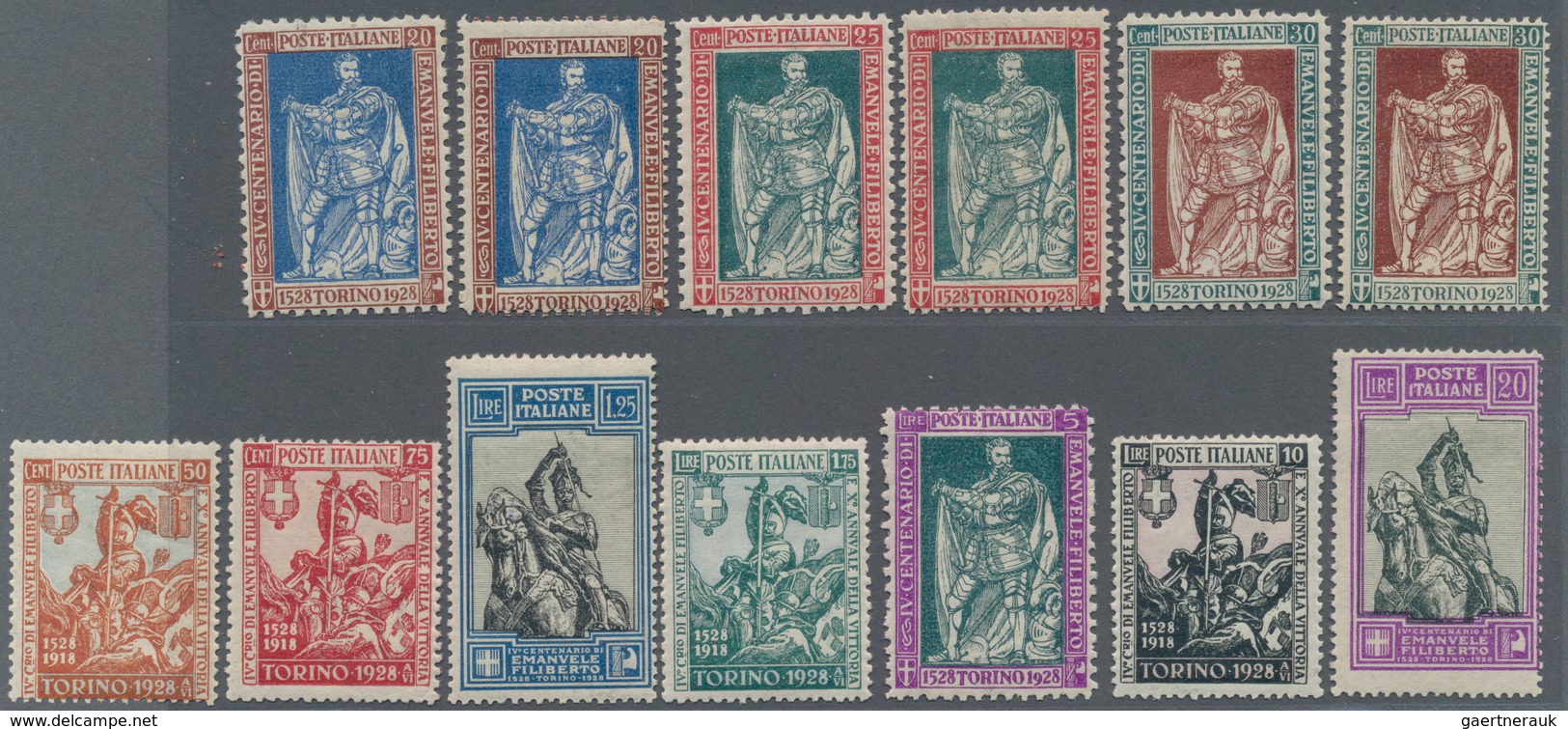 Italien: 1928, 400th Birthday Of The Duke Emanuel Philibert Of Savoy Set Of 13 Incl. Both Perforatio - Collections