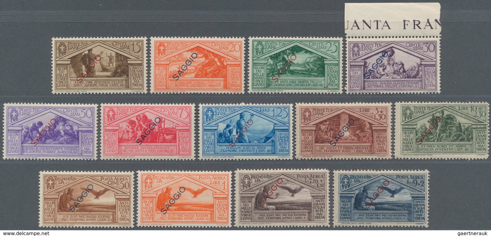 Italien: 1929/1931. Small Lot Of 35 Mint Never Hinged Stamps, All Overprinted SAGGIO In RED Or BLUE, - Verzamelingen