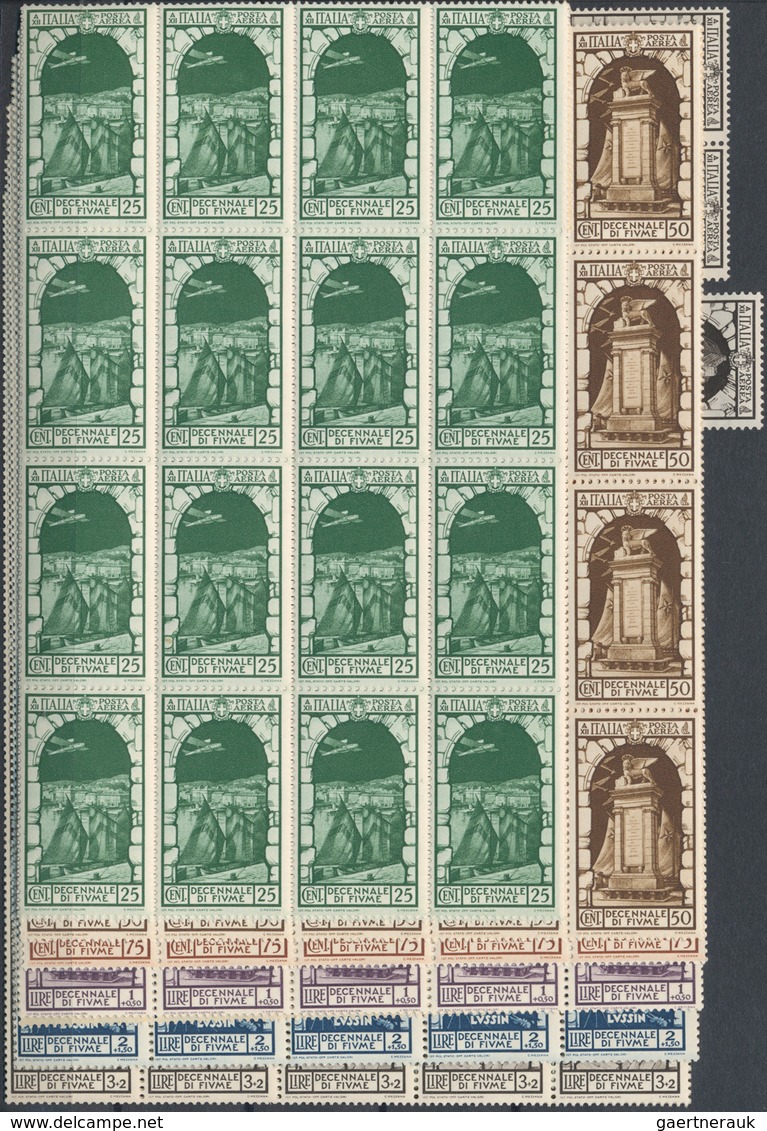 Italien: 1934, Fiume Decennial Issue Five Values 25 C. Green To 3,00+2,00 Lire Brown In Mint Never H - Sammlungen