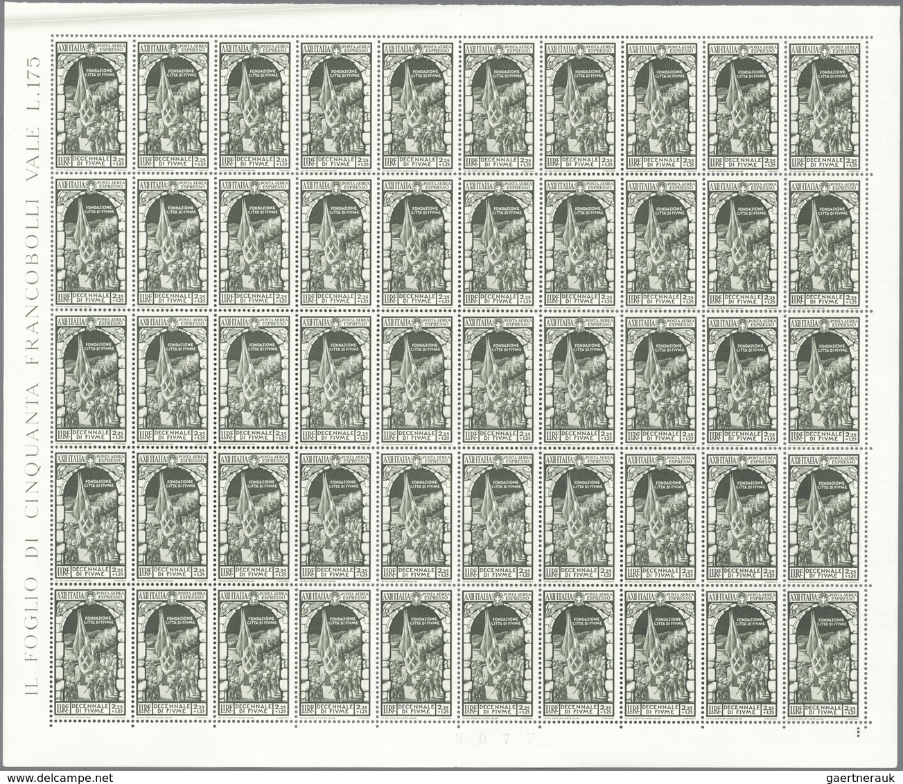 Italien: 1934, Fiume Decennial Issue Eight Values 25 C. Green To 4,50+2,00 Lire Carmine In Mint Neve - Collections