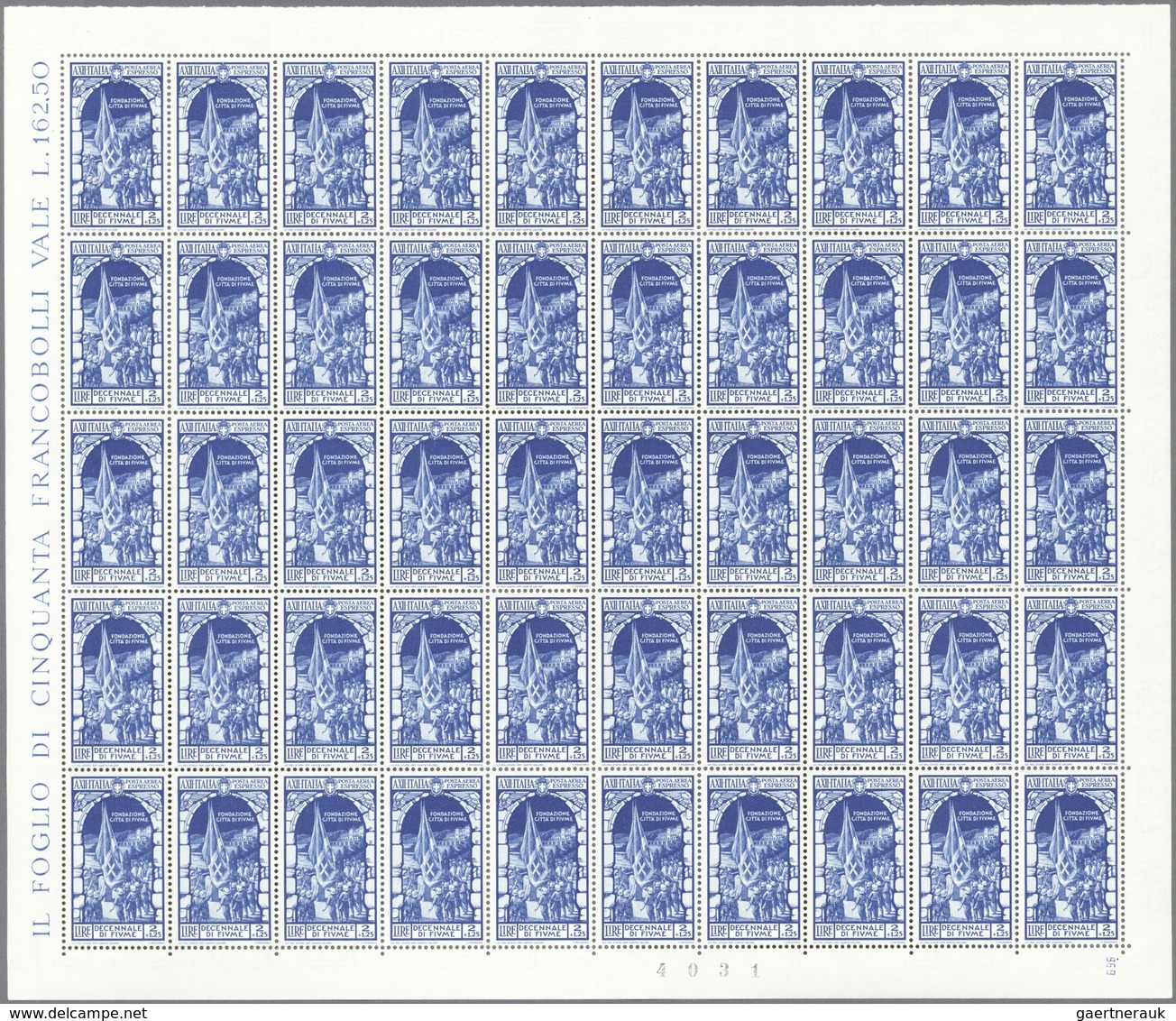 Italien: 1934, Fiume Decennial Issue Eight Values 25 C. Green To 4,50+2,00 Lire Carmine In Mint Neve - Verzamelingen