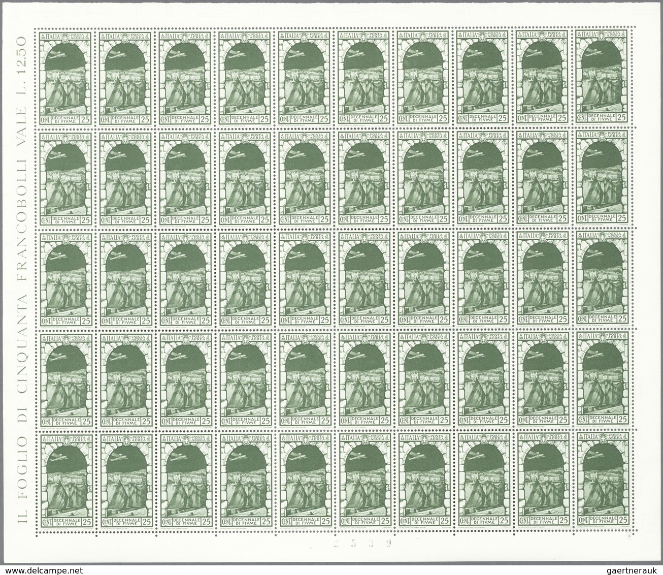 Italien: 1934, Fiume Decennial issue eight values 25 C. green to 4,50+2,00 Lire carmine in mint neve