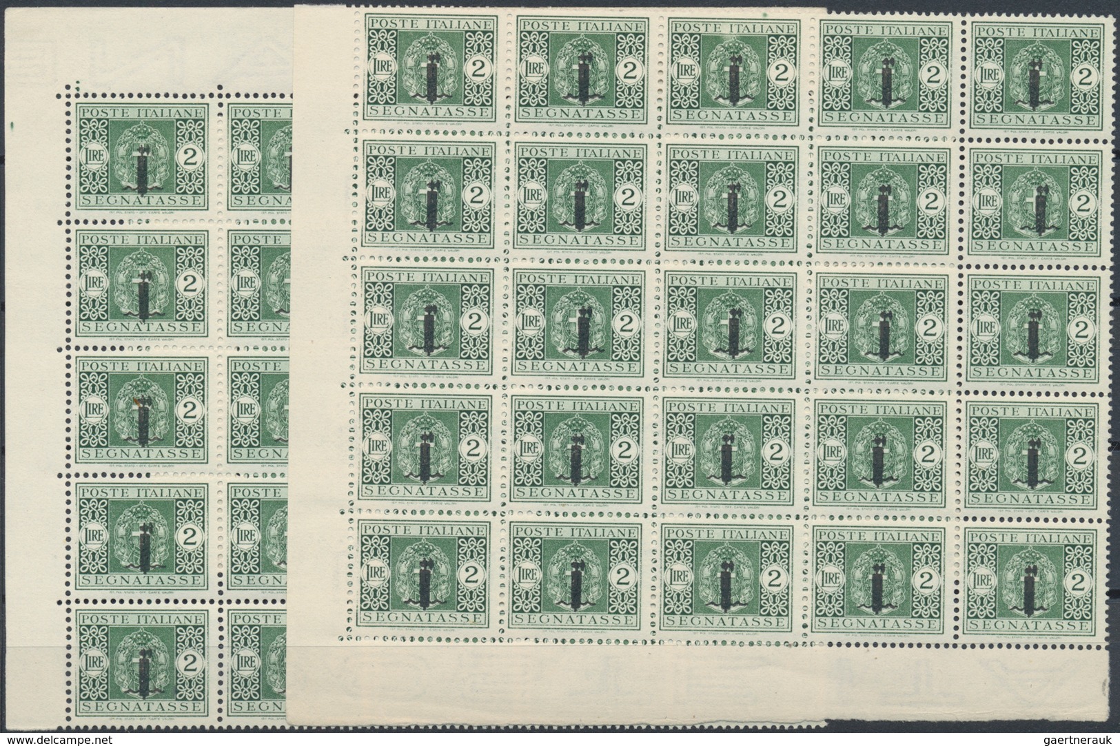 Italien: 1944, Republika Sociale "G.N.R." Issue 2 Lire Deep Green 84 Stamps Mint Never Hinged Large - Collections