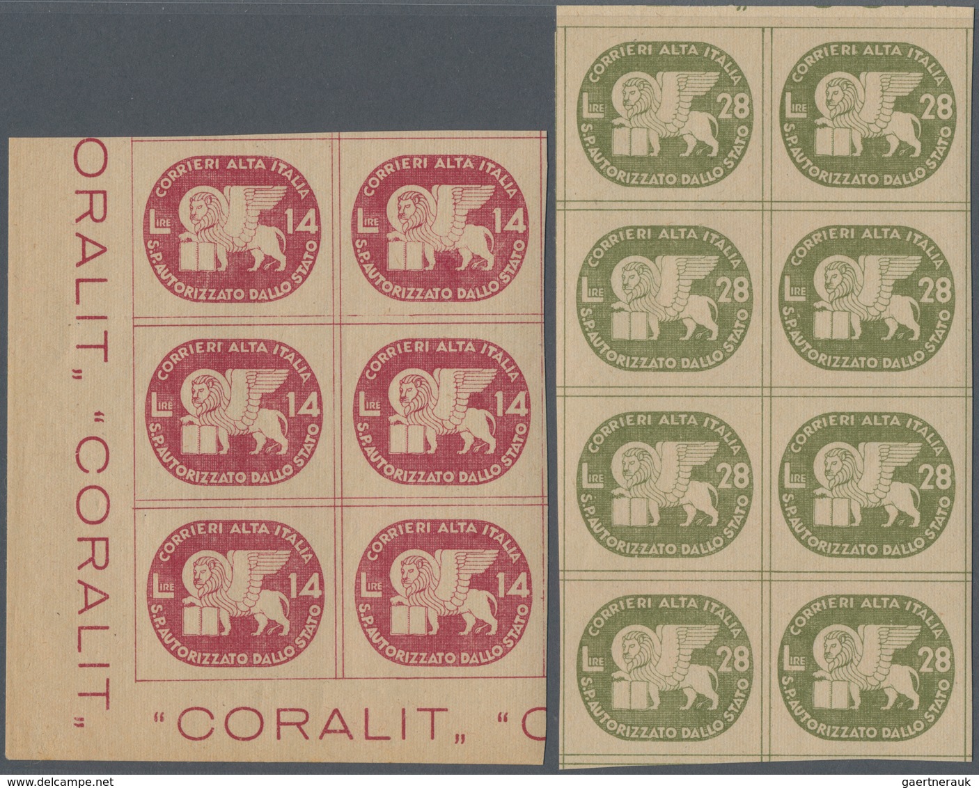 Italien - Dienstmarken: 1945, PRIVATE Official Stamp Issue (Corrieri Alta Italia / S.P.Autorizzato D - Service