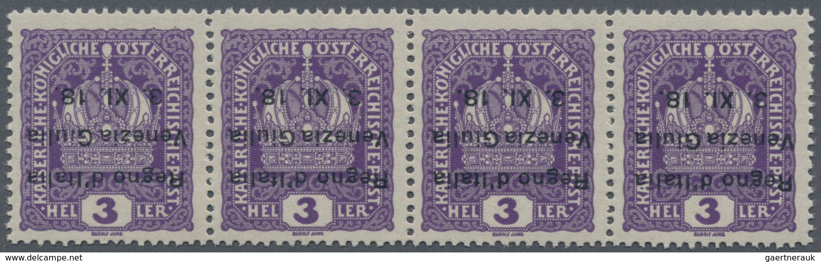 Italienische Besetzung 1918/23 - Julisch-Venetien: 1918, Austria Definitive 3h. Violet With INVERTED - Venezia Giulia