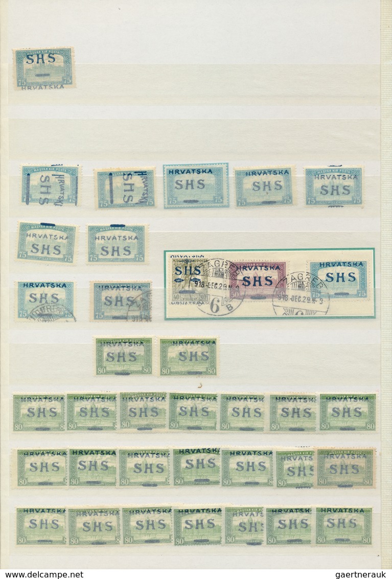 Jugoslawien: 1918, Issues for Croatia, SHS overprints on Hungary, comprising apprx. 1.600 stamps inc