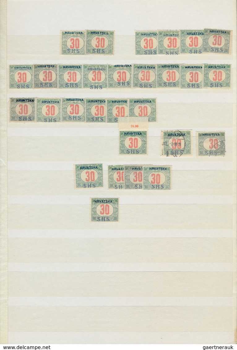 Jugoslawien: 1918, Issues for Croatia, SHS overprints on Hungary, comprising apprx. 1.600 stamps inc