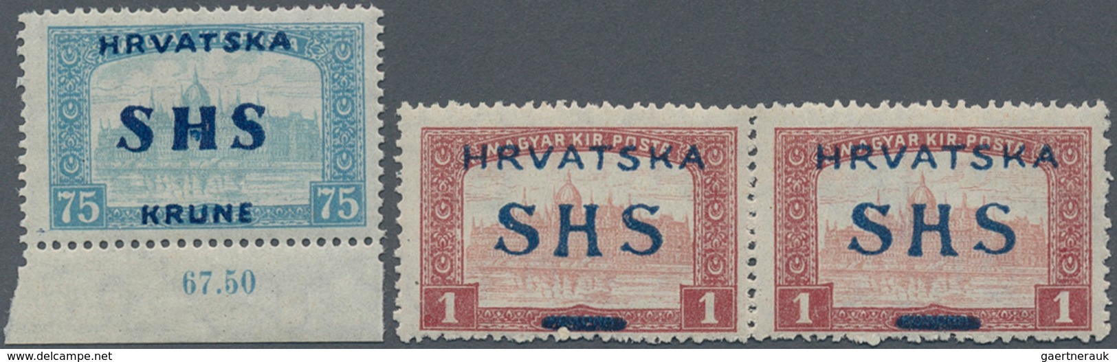 Jugoslawien: 1918, SHS Overprints, Lot Of 13 Stamps With "wrong" Overprints (designated For Other St - Covers & Documents