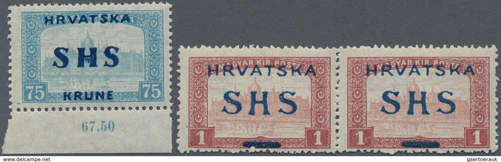 Jugoslawien: 1918, SHS Overprints, Lot Of 13 Stamps With "wrong" Overprints (designated For Other St - Briefe U. Dokumente