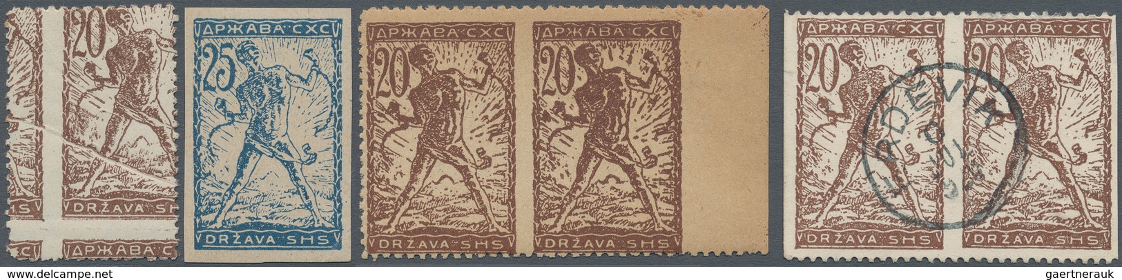 Jugoslawien: 1919, Chainbreaker, Specialised Assortment Of Apprx. 134 Stamps, Showing Shades, Papers - Covers & Documents
