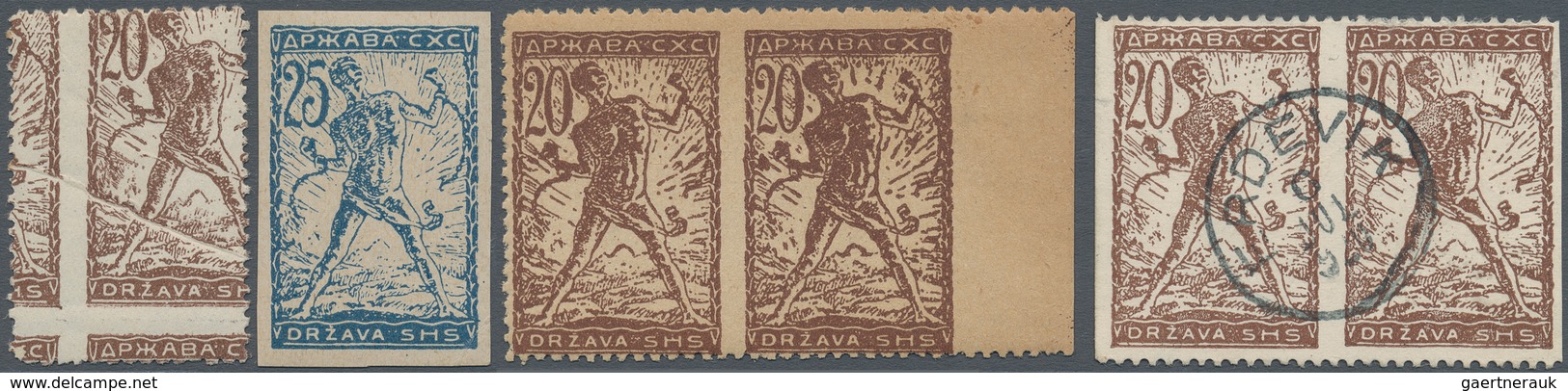 Jugoslawien: 1919, Chainbreaker, Specialised Assortment Of Apprx. 134 Stamps, Showing Shades, Papers - Brieven En Documenten