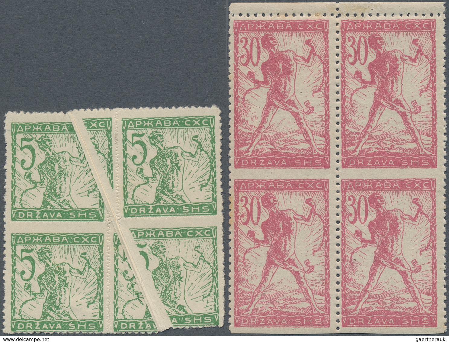 Jugoslawien: 1919, Chainbreaker, Specialised Assortment Of Apprx. 134 Stamps, Showing Shades, Papers - Brieven En Documenten