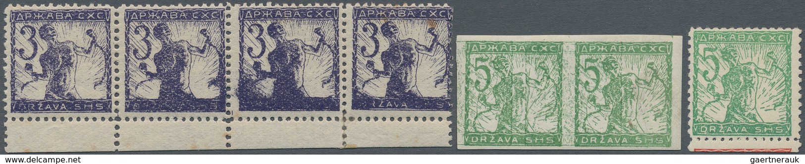 Jugoslawien: 1919, Chainbreaker, Specialised Assortment Of Apprx. 134 Stamps, Showing Shades, Papers - Briefe U. Dokumente