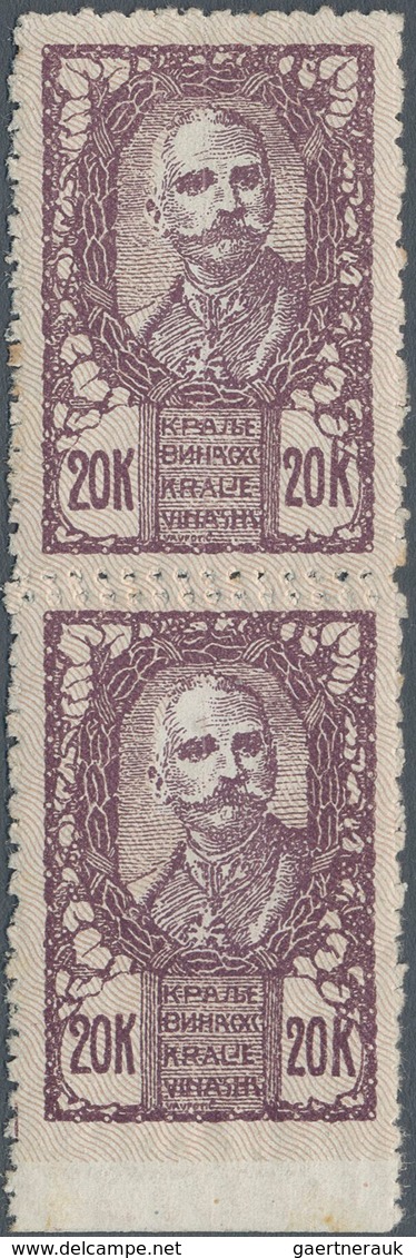 Jugoslawien: 1919, Definitives "King Peter" 15kr. Green And 20kr. Grey-purple, Specialised Assortmen - Brieven En Documenten