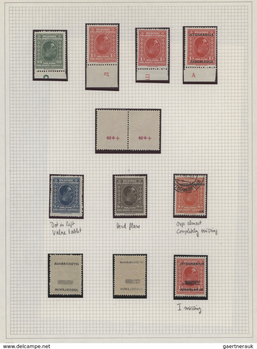 Jugoslawien: 1926/1933, Definitives "King Alexander" (portrait Towards Right), Specialised Collectio - Cartas & Documentos