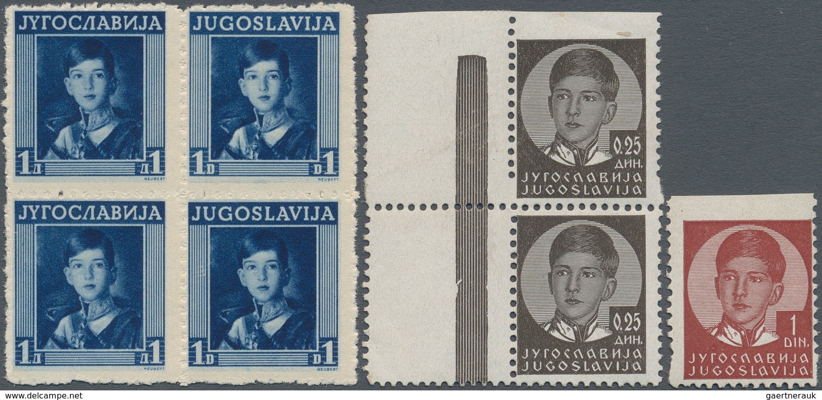 Jugoslawien: 1935/1940, Definitives "King Peter", Specialised Assortment Of 51 Stamps (plus 16 Essay - Brieven En Documenten