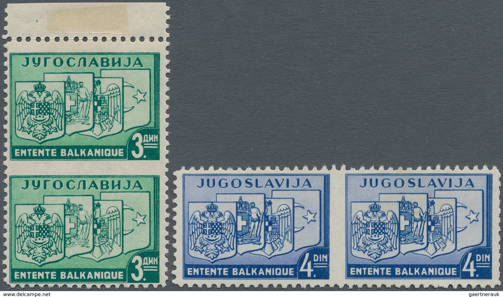Jugoslawien: 1937, Balkan Entente, Specialised Assortment Of 27 Stamps, Showing Imperf. Set, Both Pa - Covers & Documents