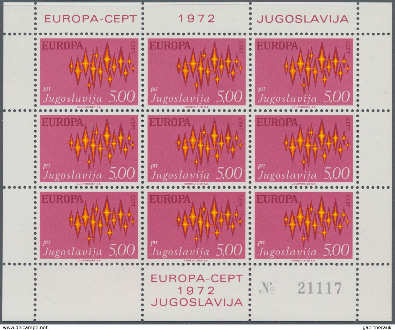 Jugoslawien: 1970/1986, Accumulation Of The Europa-CEPT Sheetlets With Nine Stamps Each In A Lot Wit - Brieven En Documenten