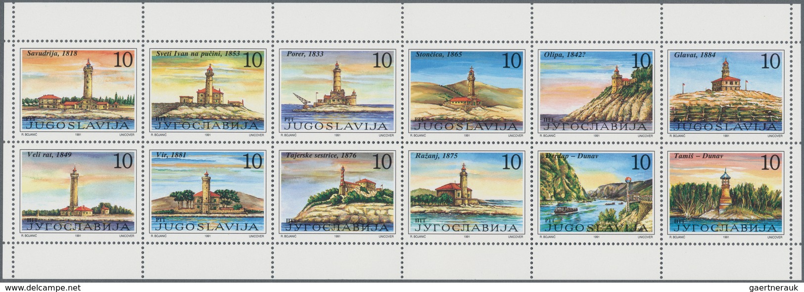 Jugoslawien: 1991, Lighthouses At Adriatic Sea And Danube BOOKLET PANE In A Lot With Approx. 750 (fo - Covers & Documents
