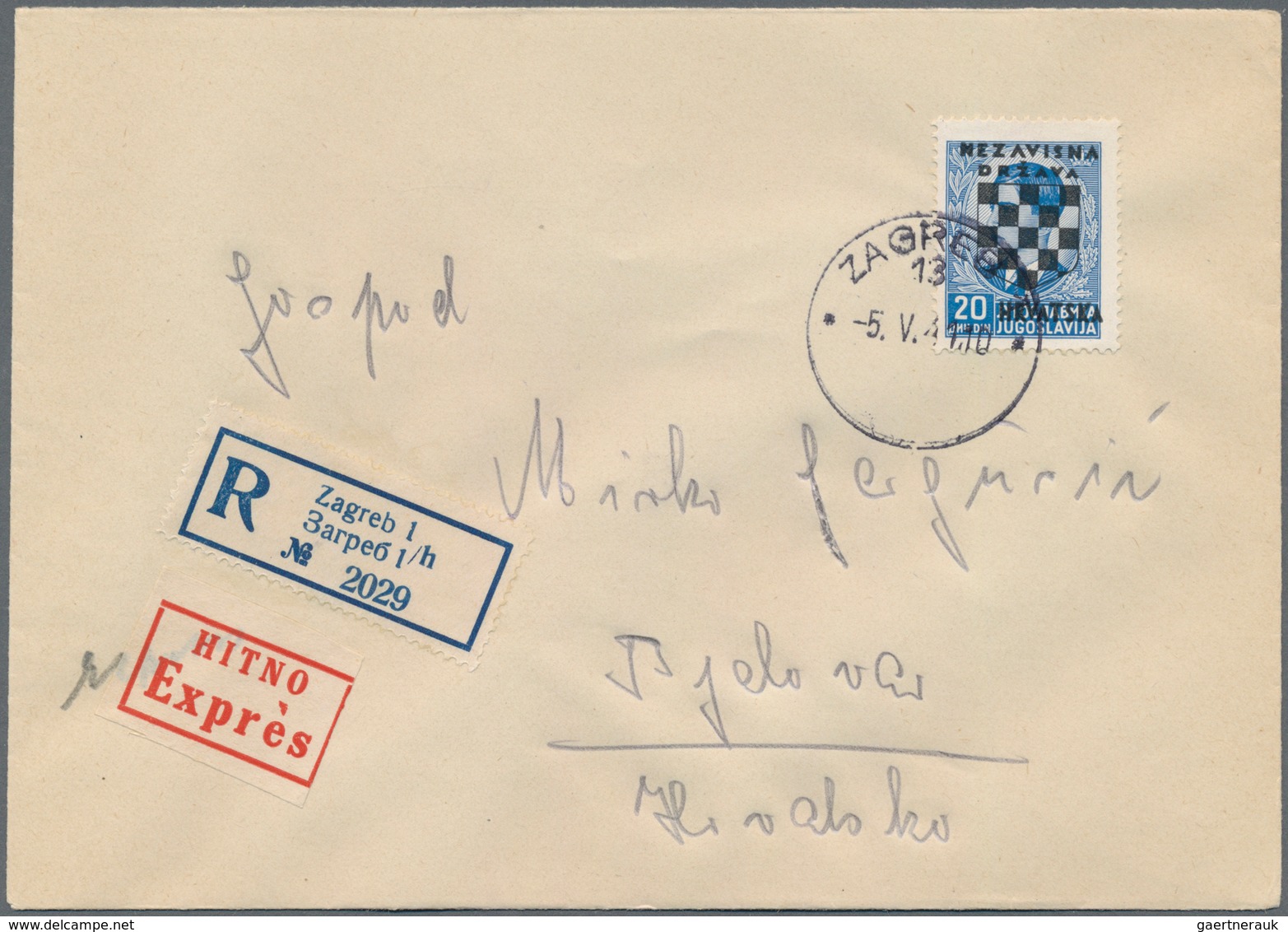 Kroatien: 1941, 2nd Overprint Issue, Complete Set On Ten Covers "ZAGREB 5.V.41", Mainly Registered/e - Kroatië