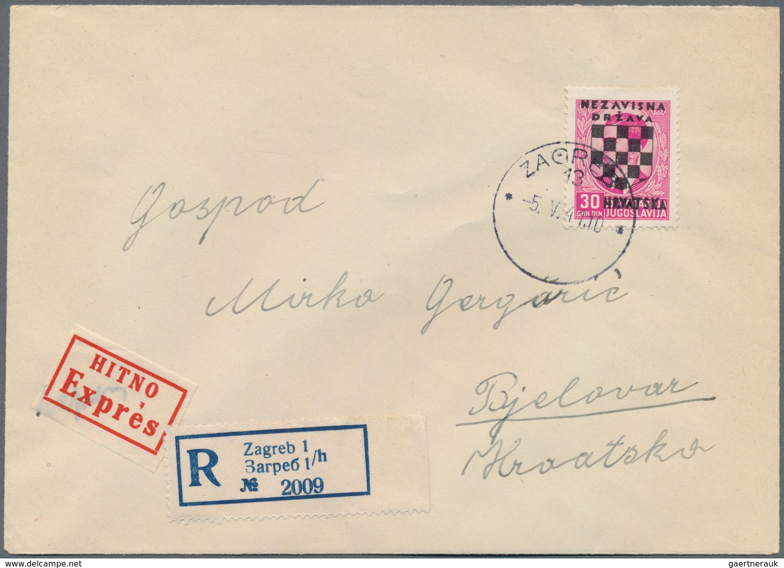 Kroatien: 1941, 2nd Overprint Issue, Complete Set On Ten Covers "ZAGREB 5.V.41", Mainly Registered/e - Kroatië