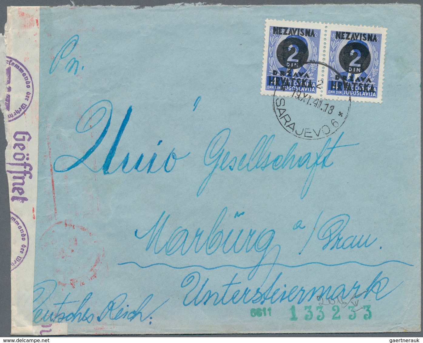 Kroatien: 1941, Group Of Seven Commercial Bearing Overprints, Incl. Registered And Censored Mail, So - Croacia