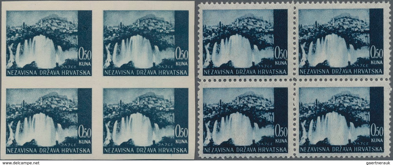 Kroatien: 1941/1942, Definitives "Pictorials", 0.50k. Blackish Blue "Jajce Waterfall", Specialised A - Croatia