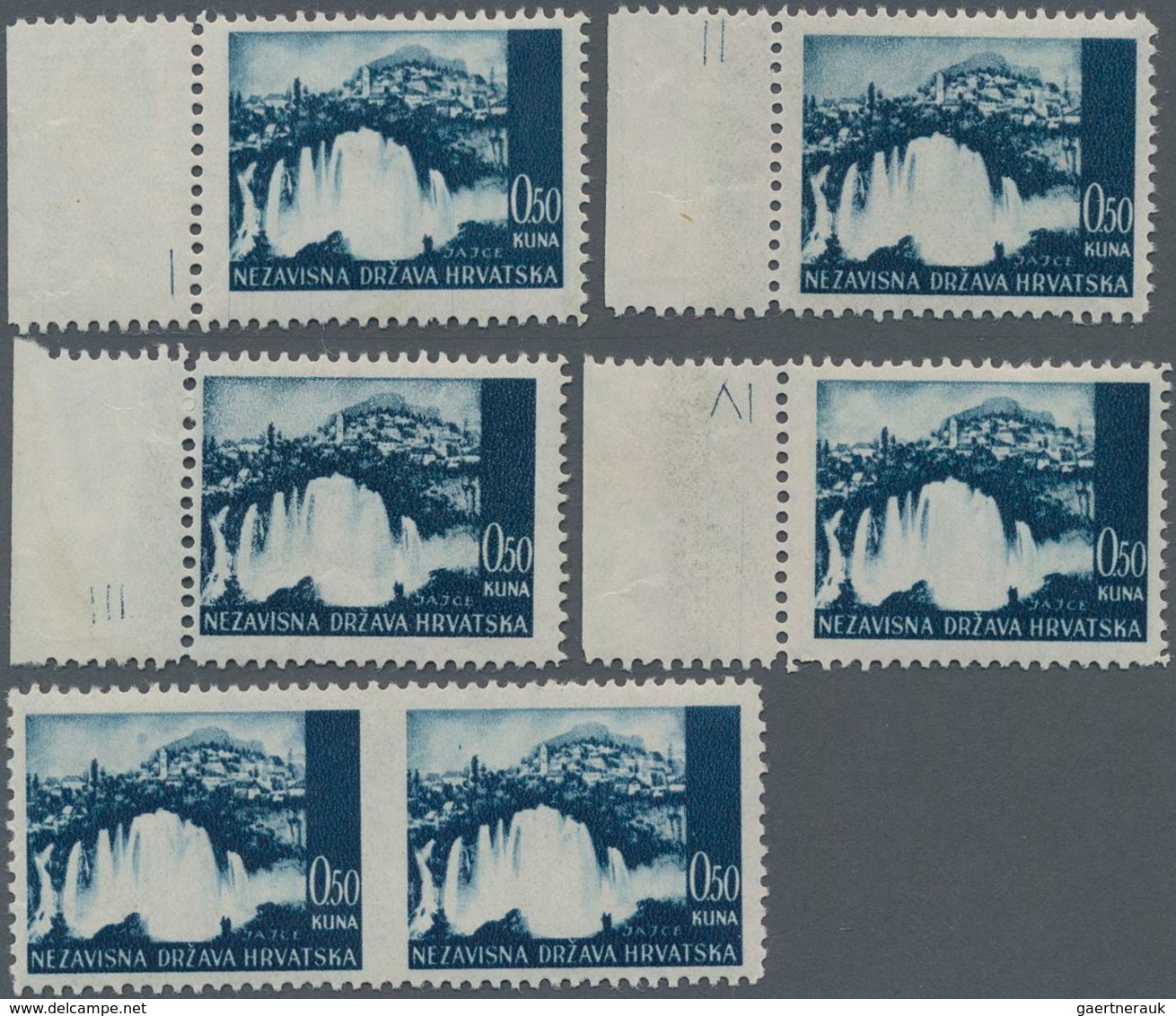 Kroatien: 1941/1942, Definitives "Pictorials", 0.50k. Blackish Blue "Jajce Waterfall", Specialised A - Kroatien