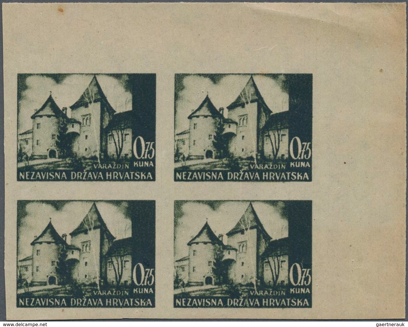 Kroatien: 1941/1942, Definitives "Pictorials", 0.75k. Deep Olive "Varazdin", Specialised Assortment - Croatie