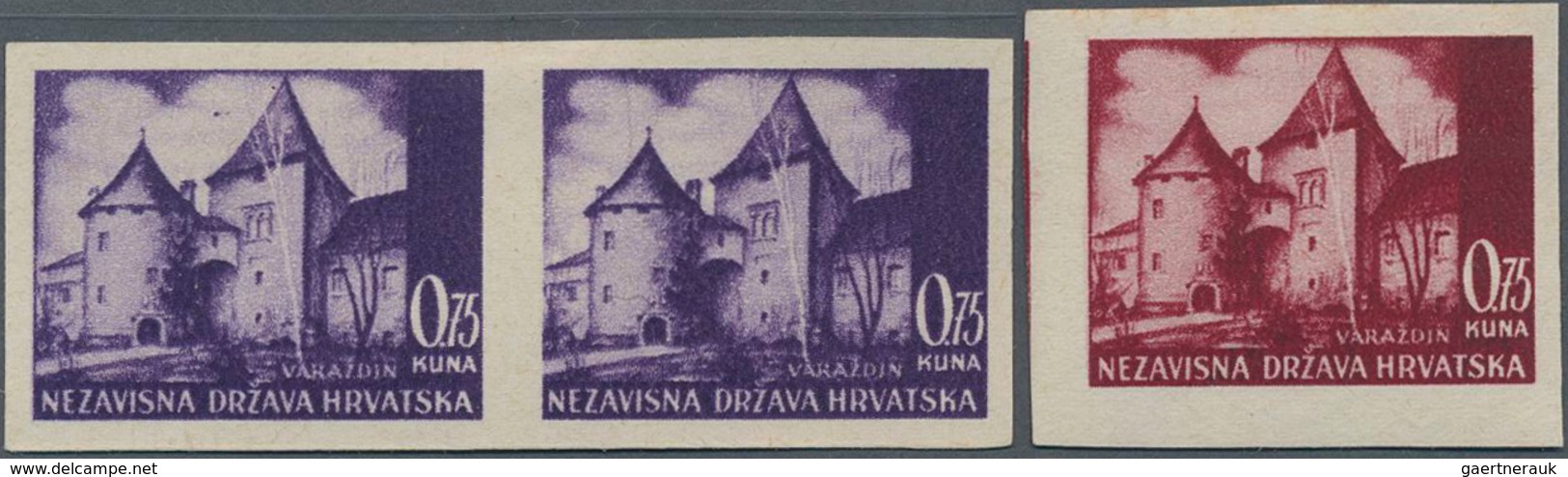 Kroatien: 1941/1942, Definitives "Pictorials", 0.75k. Deep Olive "Varazdin", Specialised Assortment - Kroatië