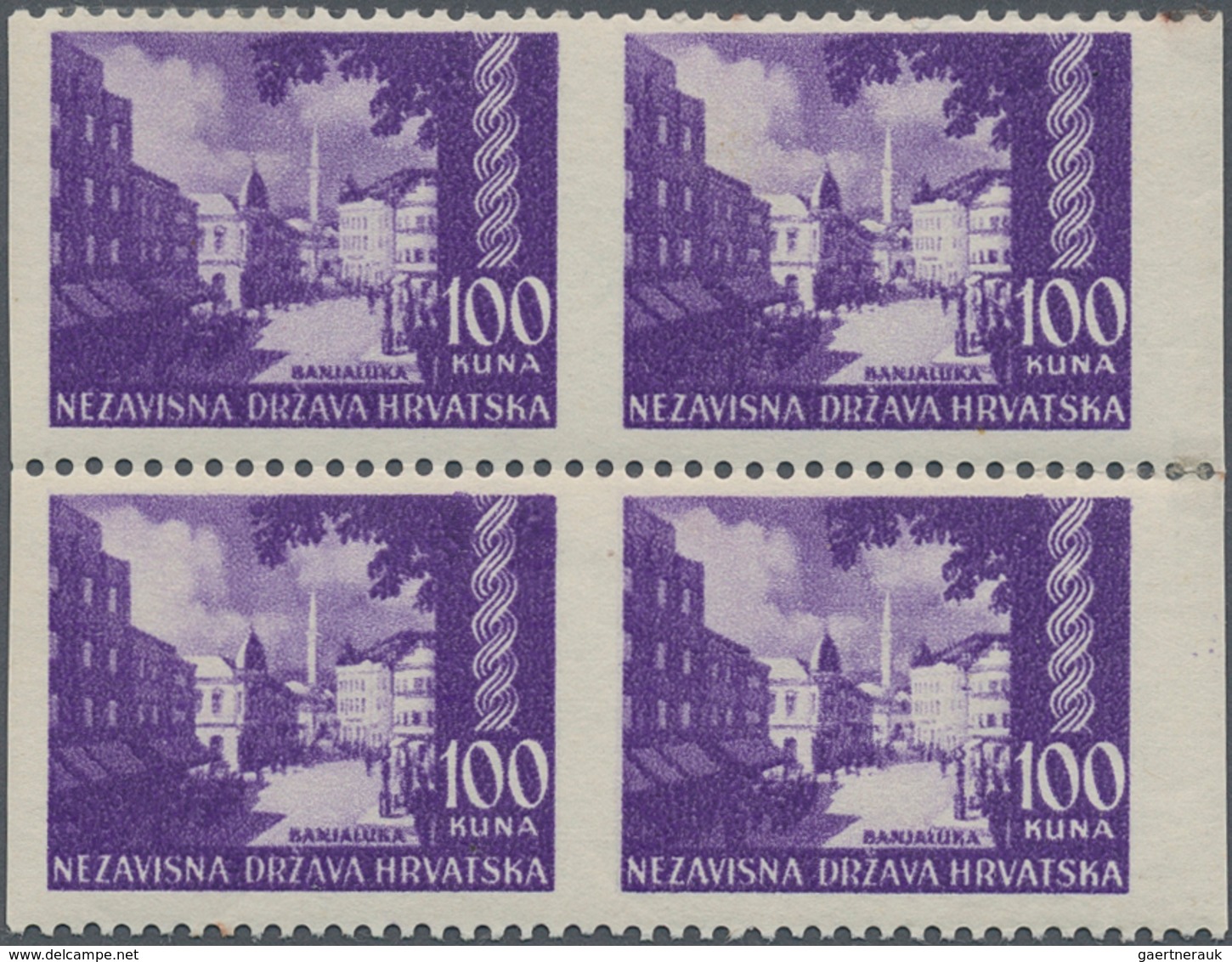 Kroatien: 1941/1942, Definitives "Pictorials", 100k. Violet "Banja Luka", Specialised Assortment Of - Croacia