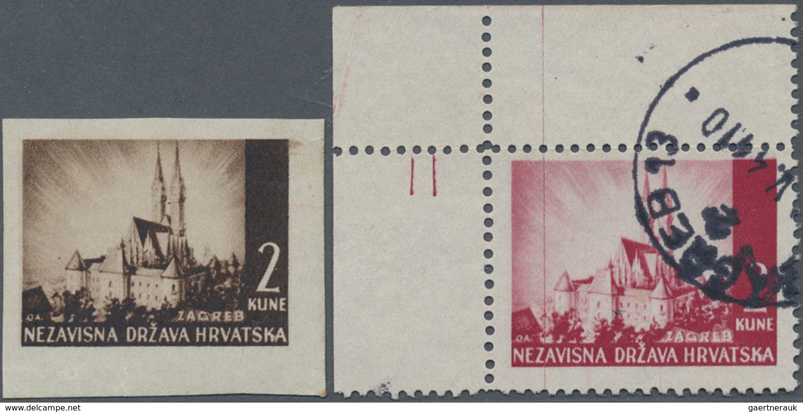 Kroatien: 1941/1942, Definitives "Pictorials", 2k. Brownish Carmine "Zagreb Cathredal", Specialised - Croatie