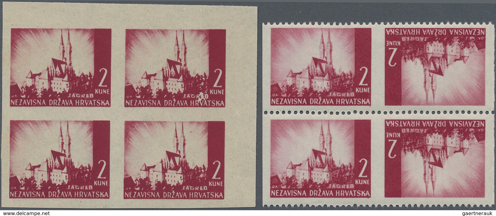 Kroatien: 1941/1942, Definitives "Pictorials", 2k. Brownish Carmine "Zagreb Cathredal", Specialised - Croatia