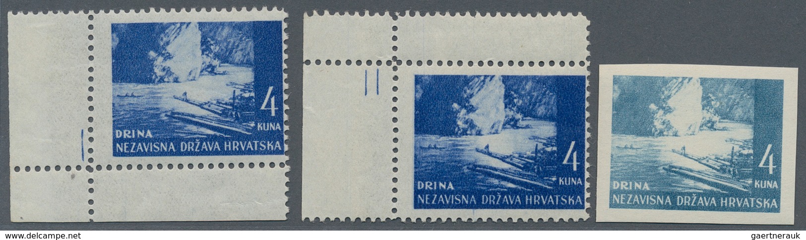 Kroatien: 1941/1942, Definitives "Pictorials", 4k. Ultramarine "River Drina", Specialised Assortment - Croacia
